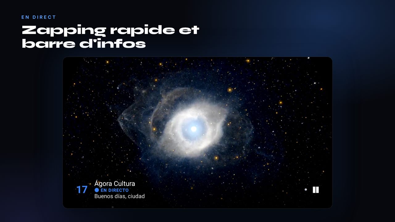 Lecture en direct avec la barre d'informations de la chaîne