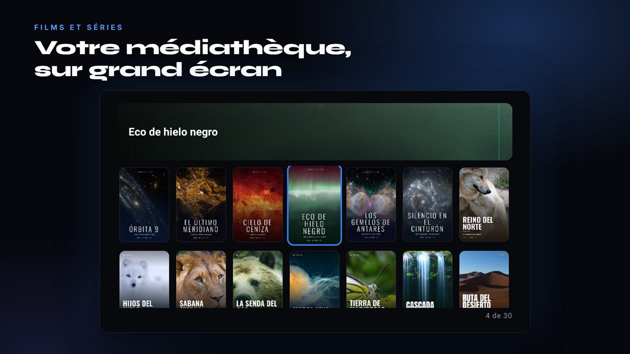 AIDO TV sur une Smart TV : un catalogue de films et de séries avec affiches