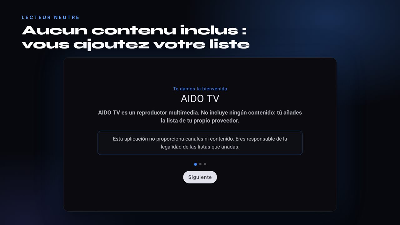 Écran de bienvenue : un lecteur sans contenu inclus
