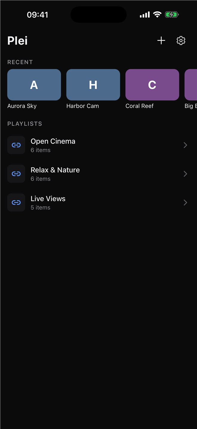 Biblioteca de playlists en Plei