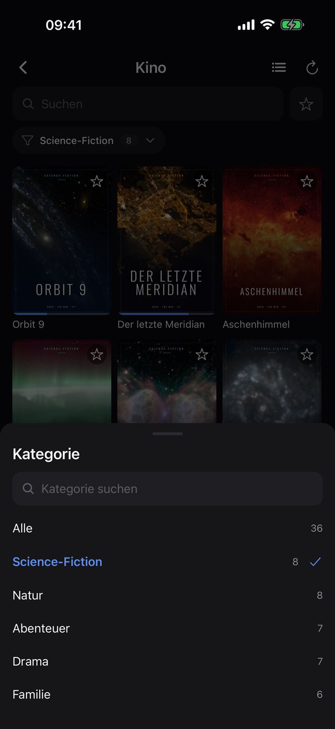 Kategorieauswahl mit Suche in Plei