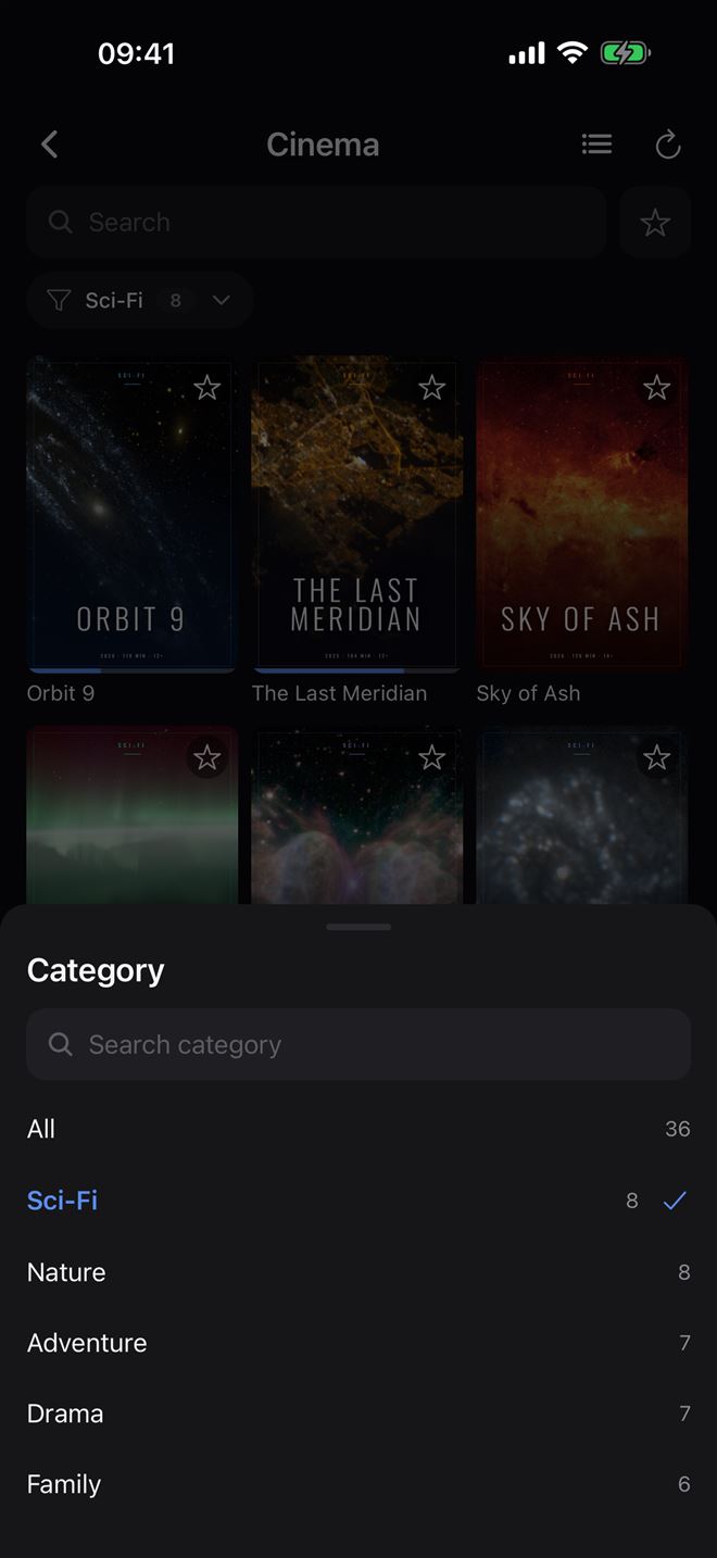 Plei category picker with search