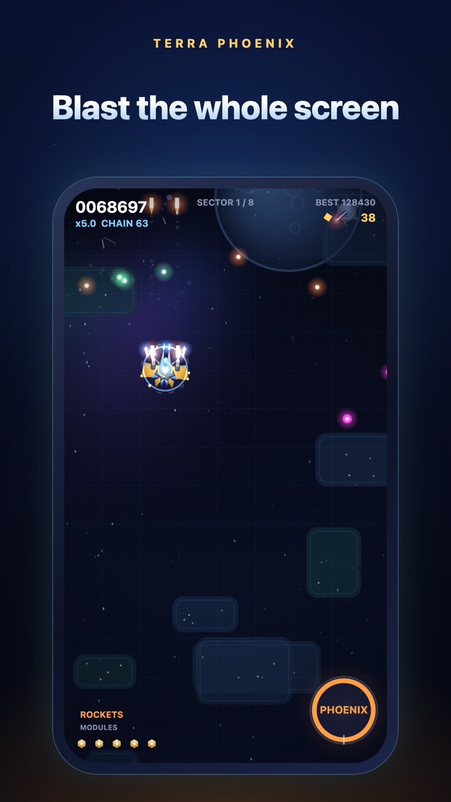 Waves of enemies and a combo chain in the middle of a fight.
